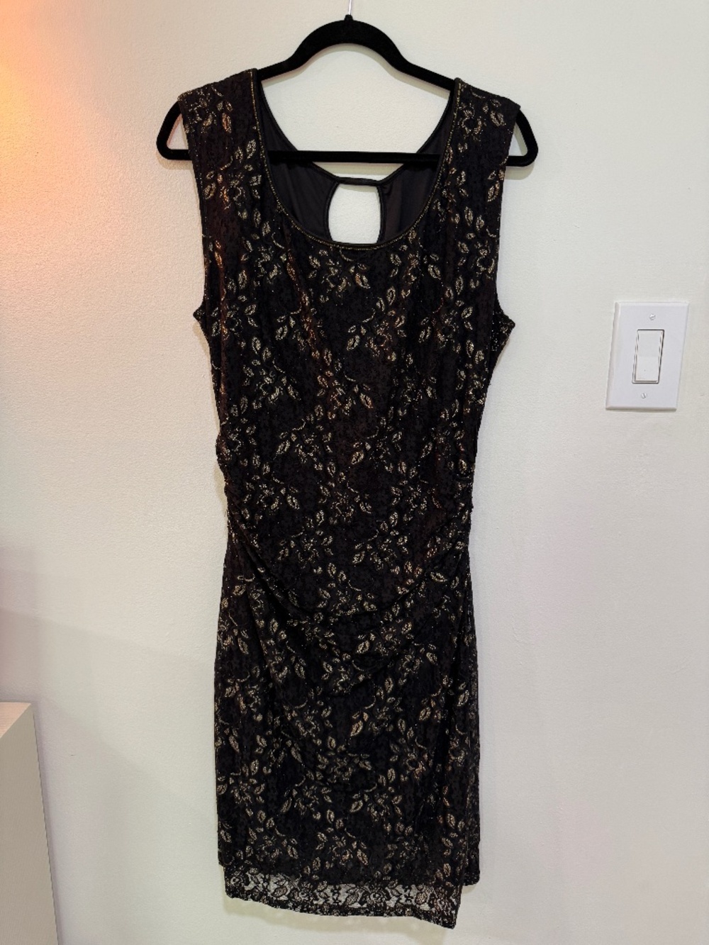 Black & Gold Lace Cocktail Dress, Bodycon